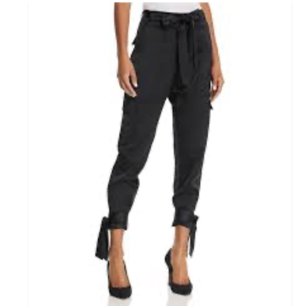Joie Erlette Stretch Satin Pants In Caviar